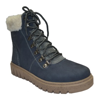 TSF LEATHER FUR BOOT FOR WOMEN (BLUE)